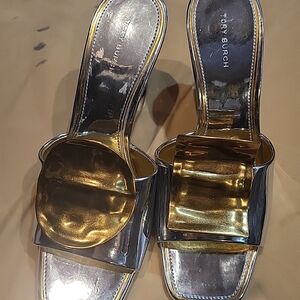 Tory Burch Patos Metallic Silver and Gold Heels